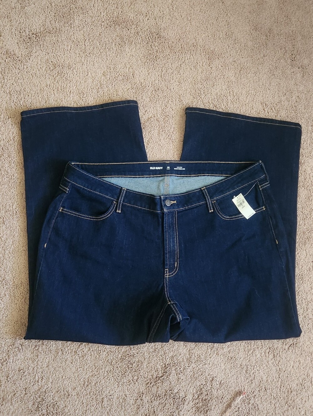 NWT High Rise WOW Wide Leg Old Navy Stretch Jeans Medium Wash 20 Short New!